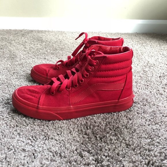 all red high top vans